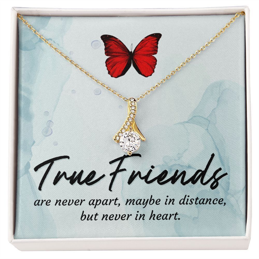 True Friends Ribbon Necklace Gold Tone Standard Box